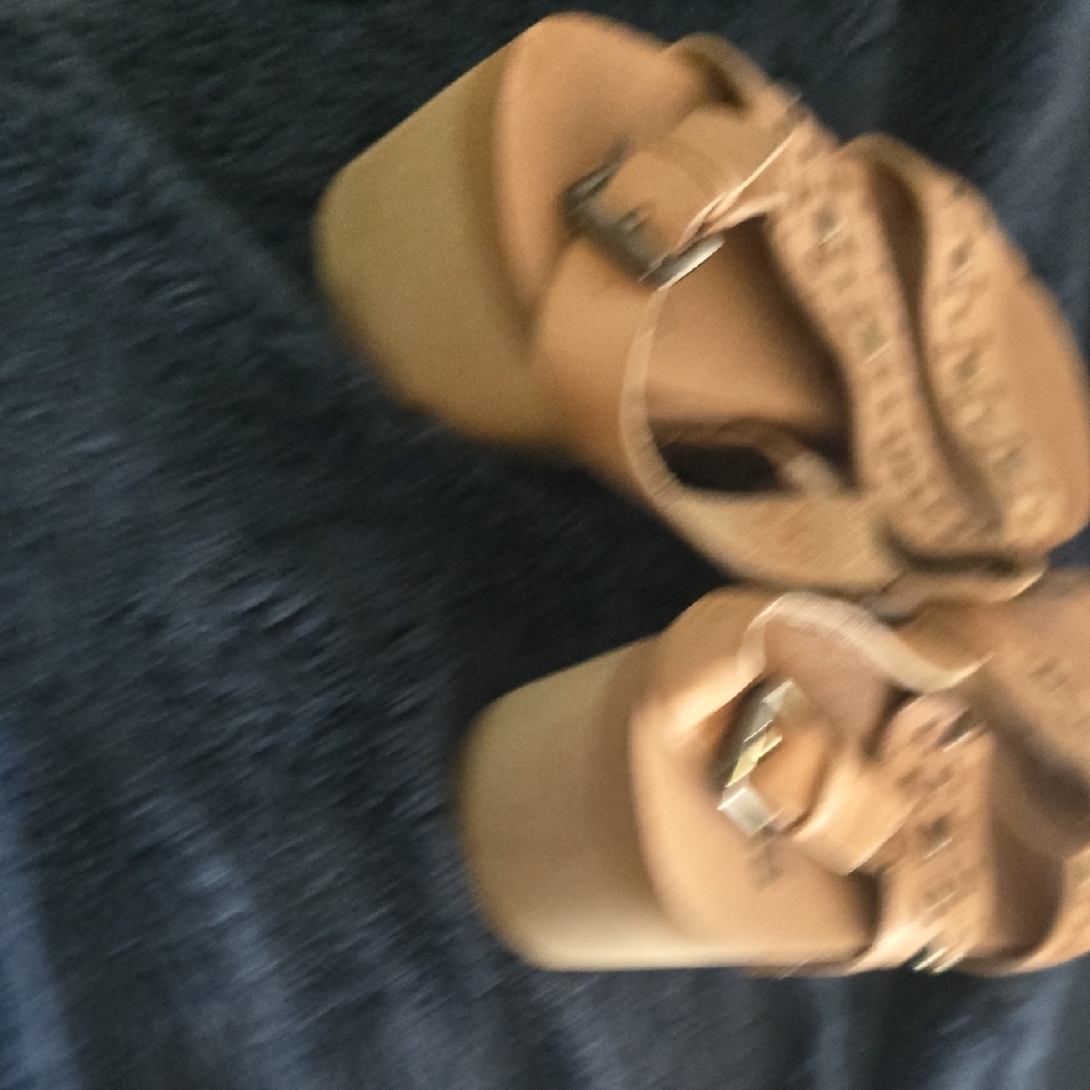 Earth Tan Sandals with Perforated Design and Ankle Strap - Picture 12 of 15